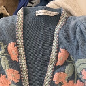Charter Club Floral Blue and Pink Cardigan Sweater